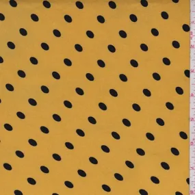 1 1/4 YD PC-ITY Mustard Gold/Black Dot Jersey Knit Fabric