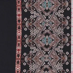 1 1/4 YD PC-Mocha/Black Moroccan Jersey Knit Fabric