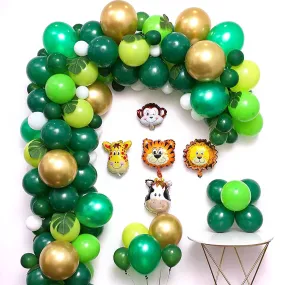 144pcs Green Jungle Safari Balloon Chain Set Moving Party Decoration