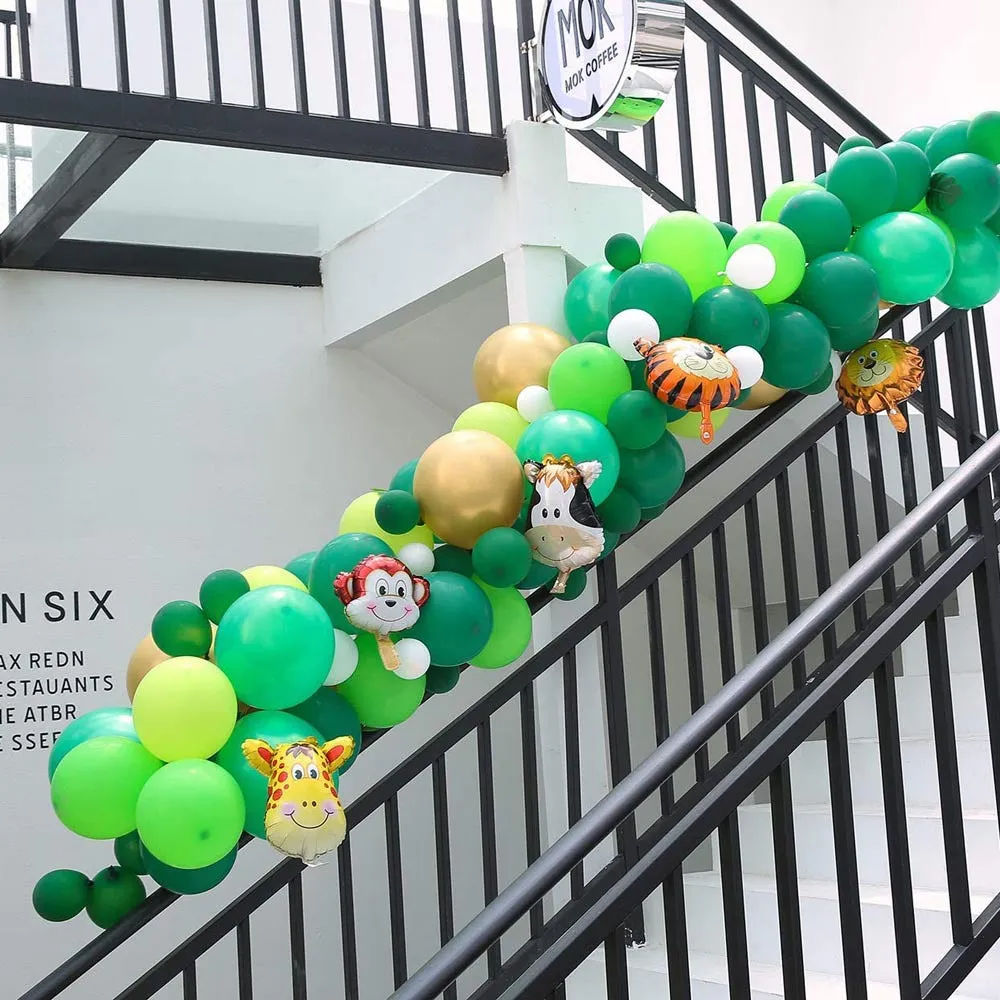 144pcs Green Jungle Safari Balloon Chain Set Moving Party Decoration