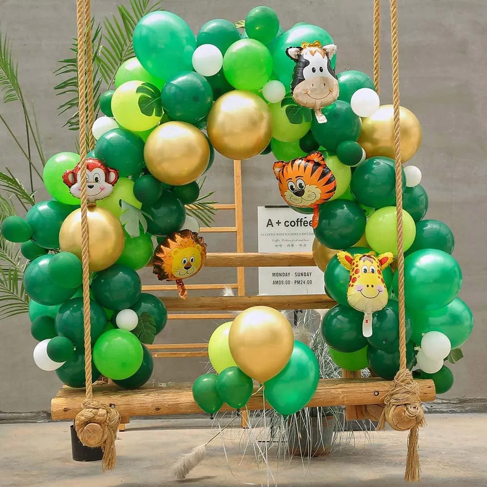 144pcs Green Jungle Safari Balloon Chain Set Moving Party Decoration