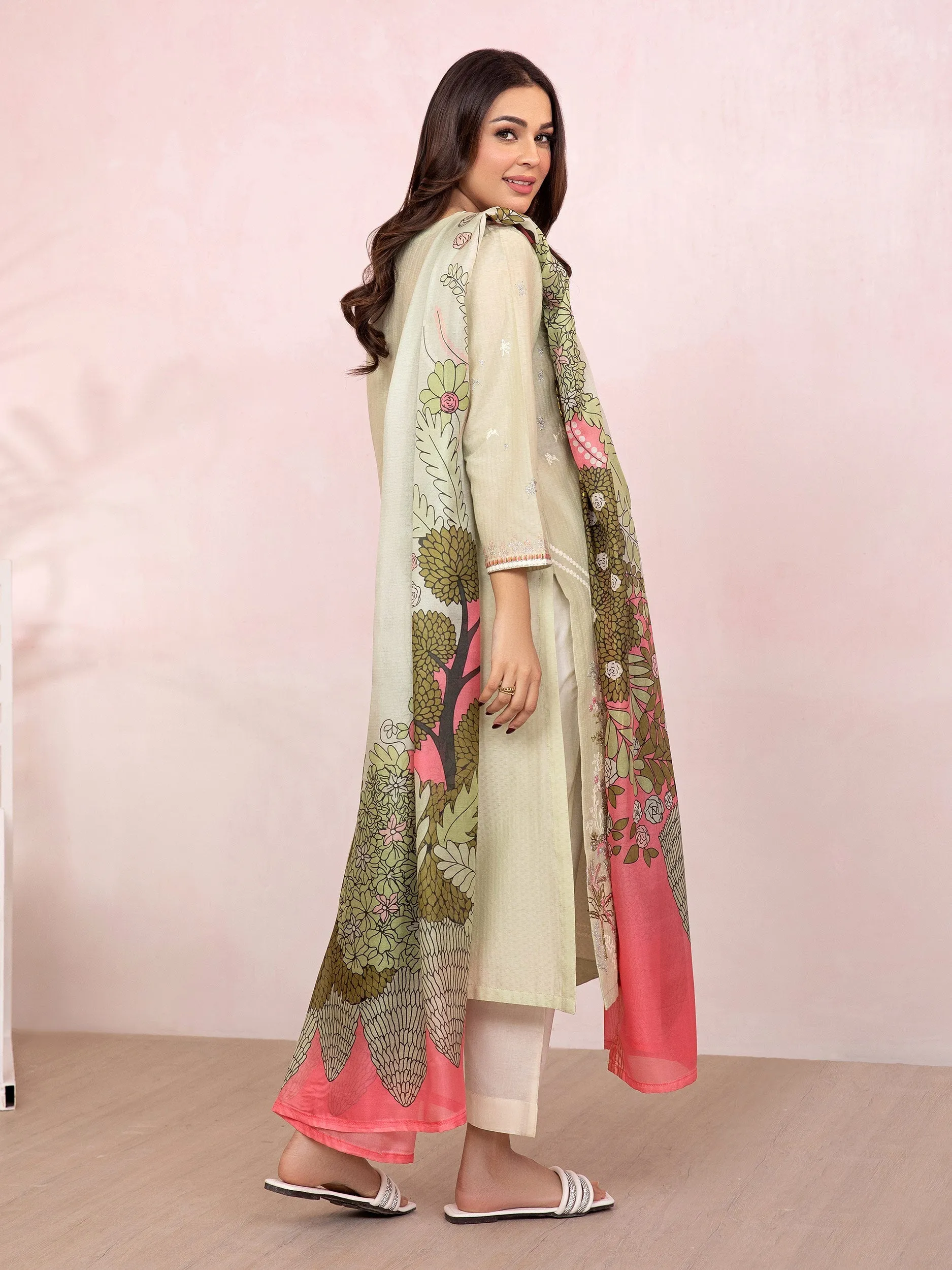 2 Piece Jacquard Suit-Embroidered (Pret)