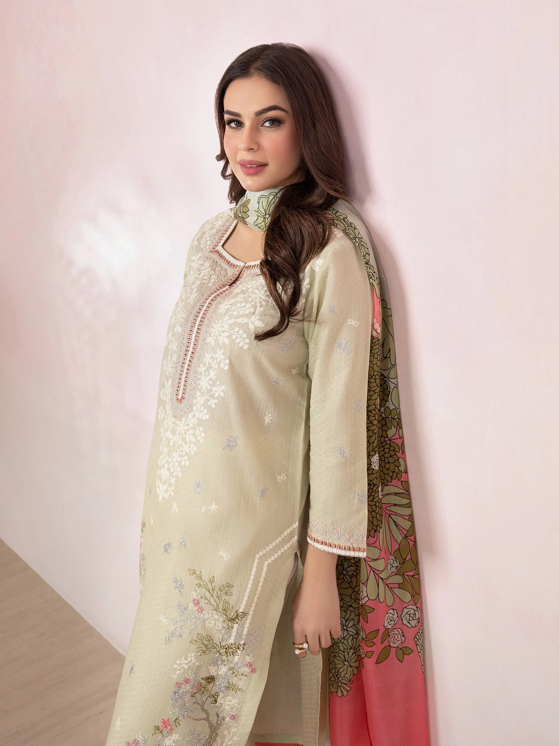 2 Piece Jacquard Suit-Embroidered (Pret)