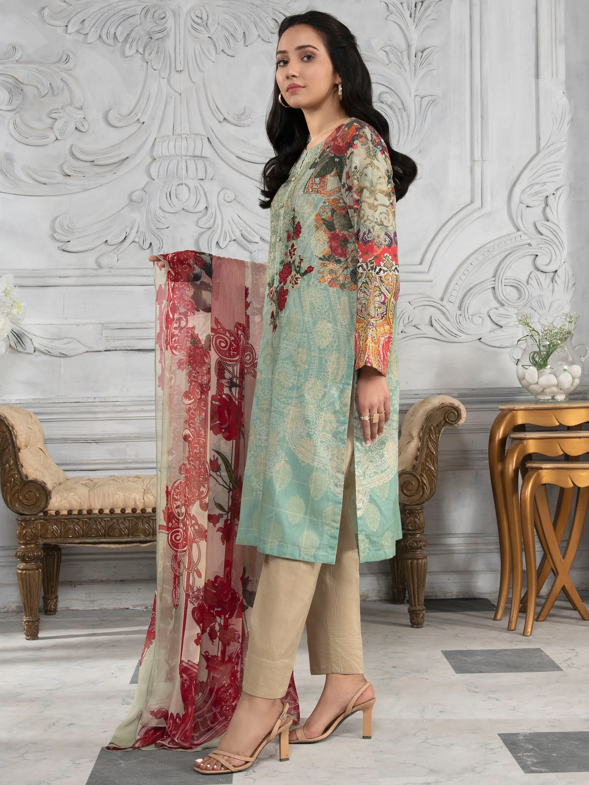 2 Piece Jacquard Suit-Embroidered (Unstitched)