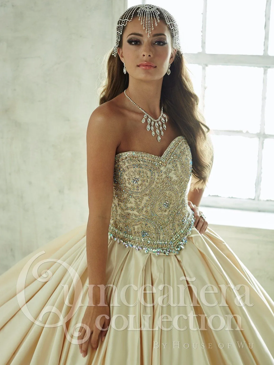 2 Piece Satin Strapless Quinceanera Dress by House of Wu 26826