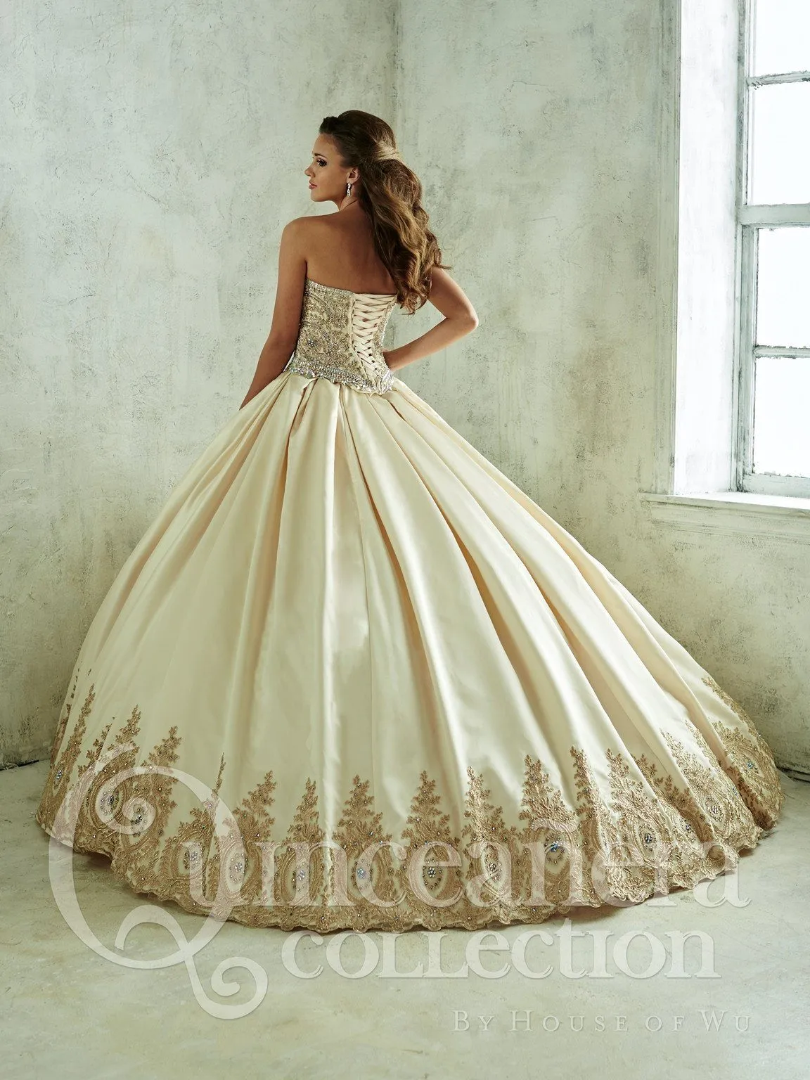 2 Piece Satin Strapless Quinceanera Dress by House of Wu 26826