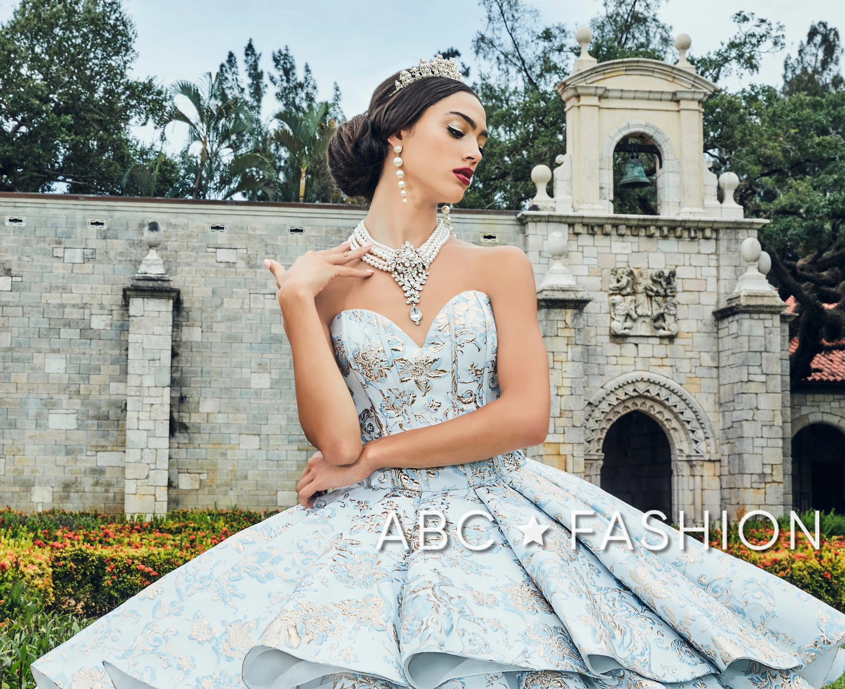 2 Piece Strapless Floral Print Quinceanera Dress by House of Wu 26947