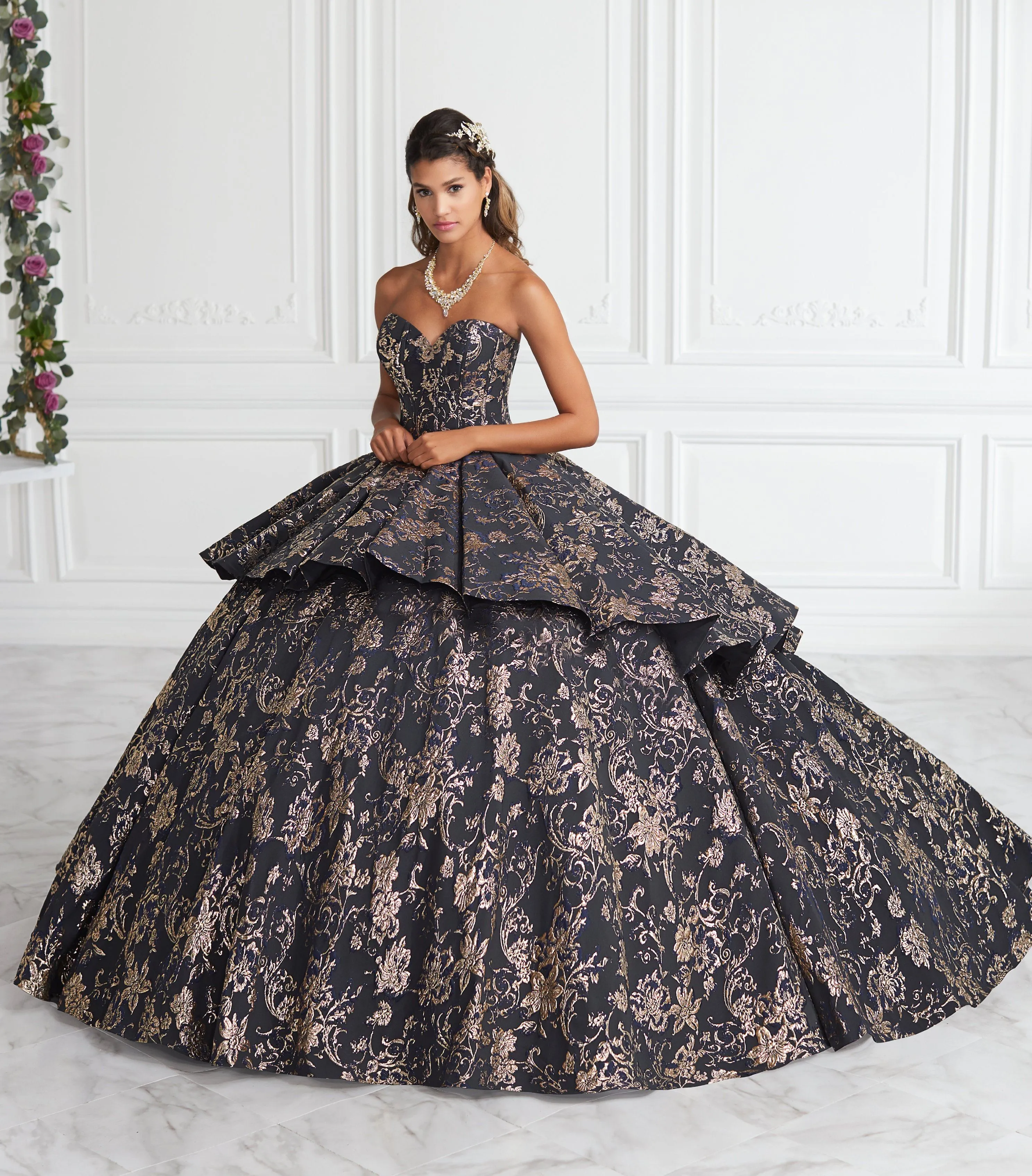 2 Piece Strapless Floral Print Quinceanera Dress by House of Wu 26947