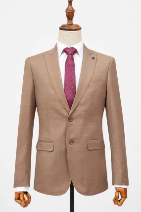 2 PIECE SUIT SLIM FIT LIGHT BROWN