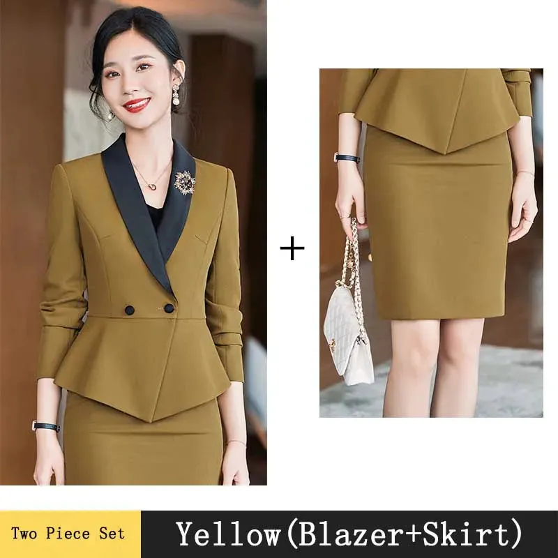 2024 New High Quality Autumn Winter Ladies Blazer and Skirt Suit