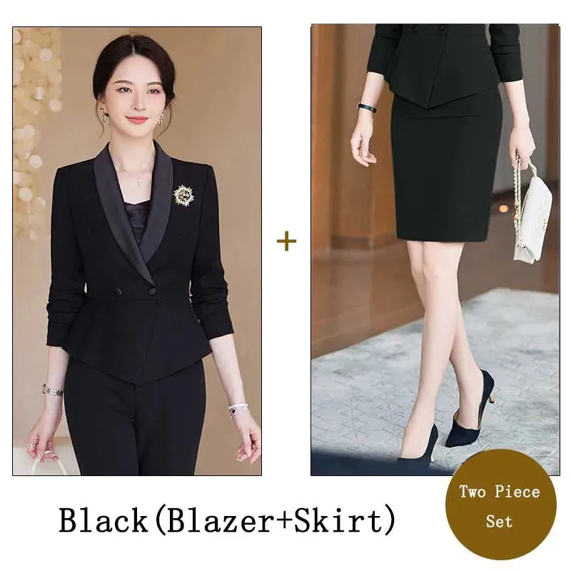 2024 New High Quality Autumn Winter Ladies Blazer and Skirt Suit