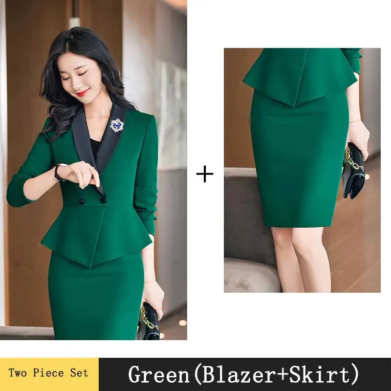 2024 New High Quality Autumn Winter Ladies Blazer and Skirt Suit