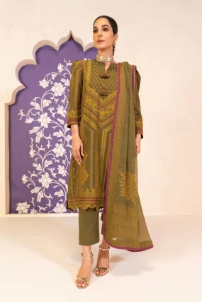 3 Pc Jacquard Suit With Chiffon Dupatta