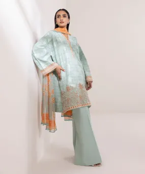 3 Piece -  Embroidered Jacquard Suit