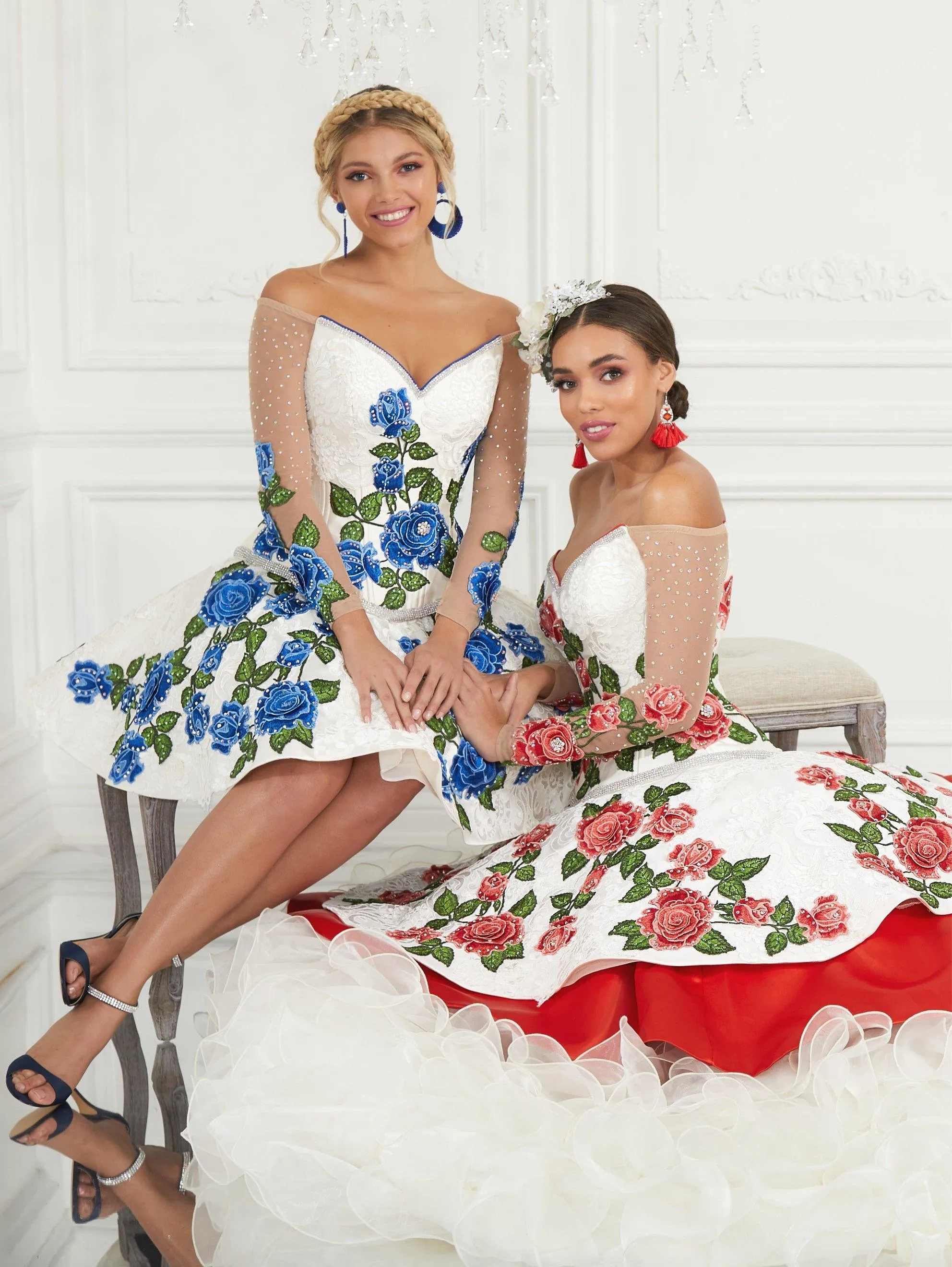 3-Piece Floral Charro Quinceanera Dress by LA Glitter 24075