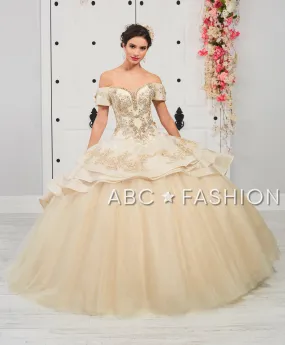 3-Piece Off Shoulder Quinceanera Dress by LA Glitter 24052