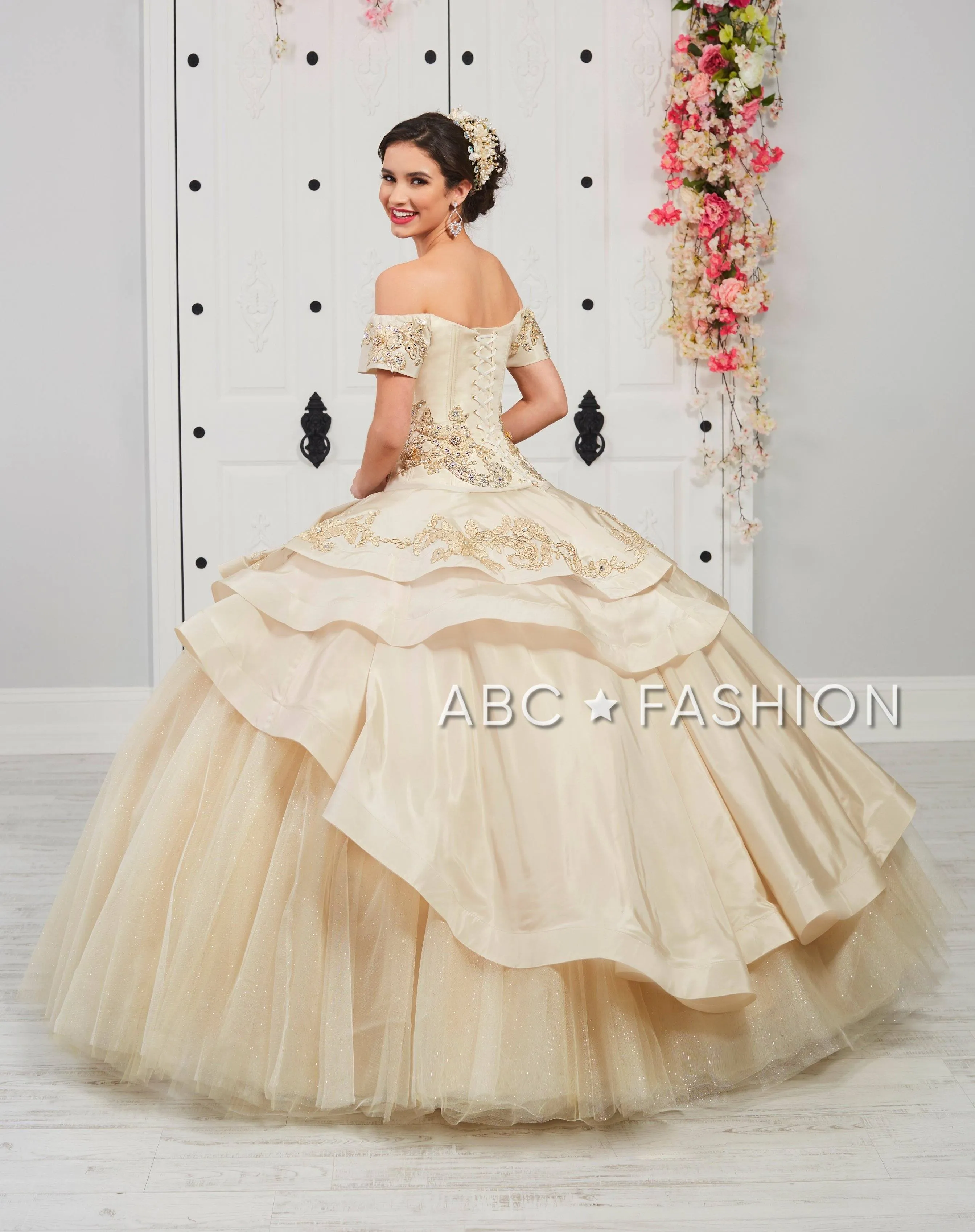 3-Piece Off Shoulder Quinceanera Dress by LA Glitter 24052