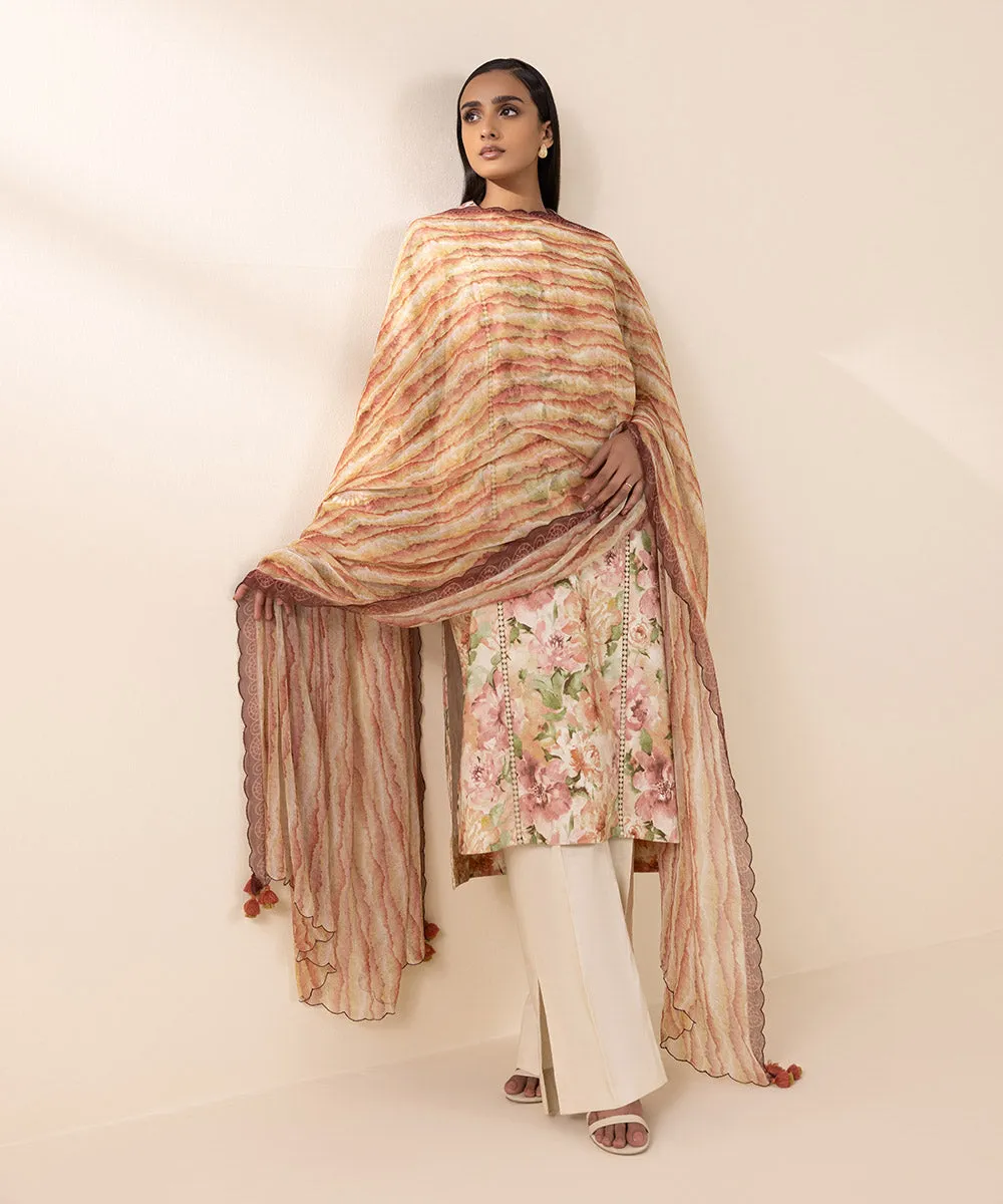 3 Piece - Printed Cotton Viscose Suit