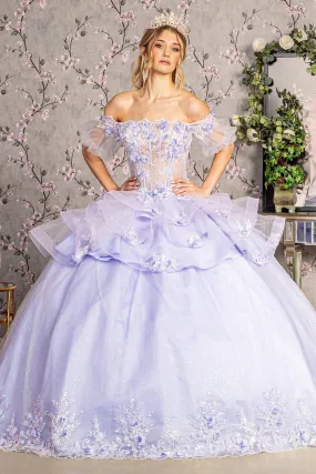 3D Floral Sheer Bodice Ball Gown by Elizabeth K GL3180