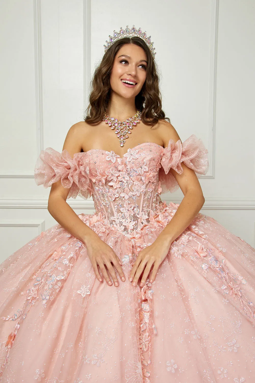 3D Floral Sweetheart Ball Gown by Petite Adele PQ1064