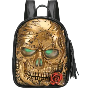 3D Skull With Rose Backpack ,3D Skull With Glowing Green Eyes