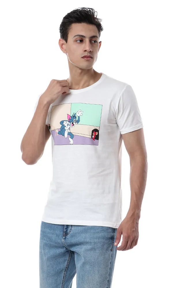 57445 Printed "Tom & Jerry" Cotton T-Shirt - Off White