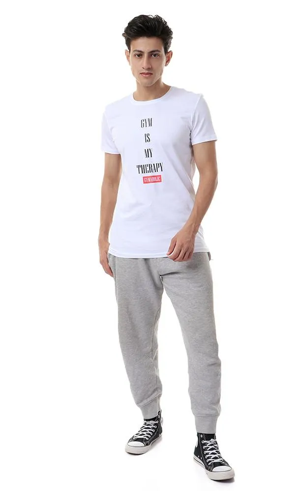 93091 Short Sleeves "Gym Is My Therapy" White Tee