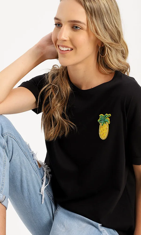 94962 Shiny Pineapple Black Short Sleeves Tee