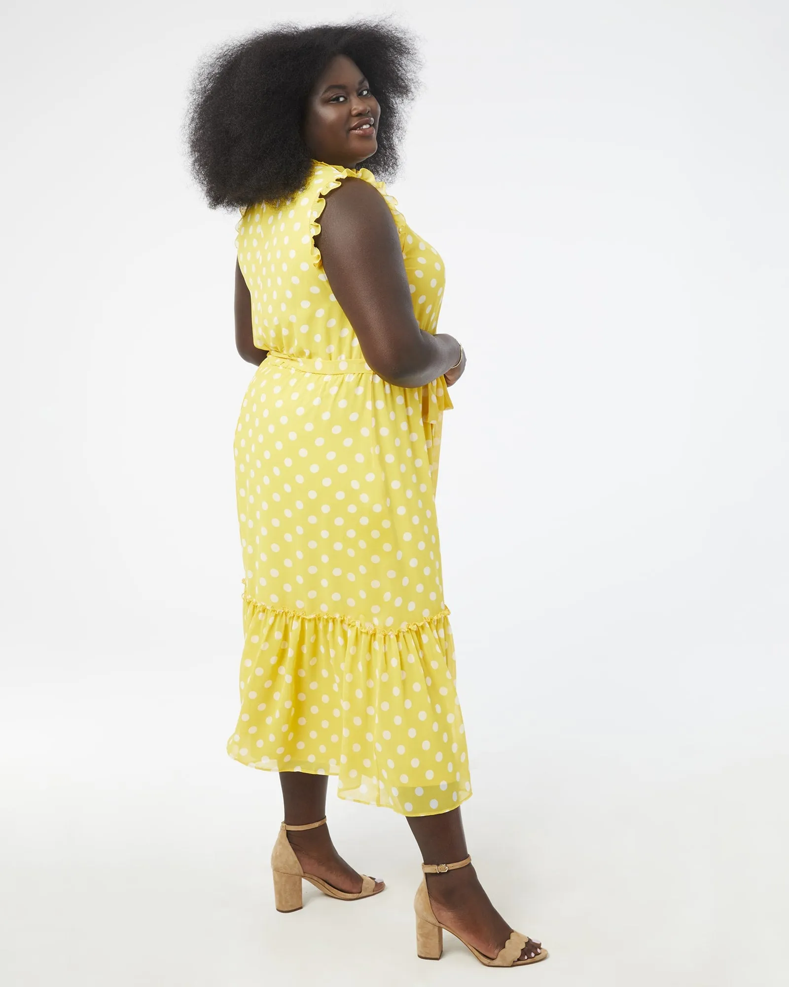 Acela Ruffled Maxi Dress | Yellow / White