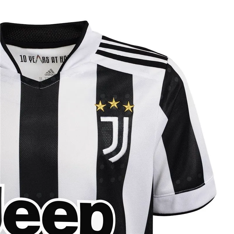 adidas Juventus FC Official 2021/22 Short Sleeve Home Jersey - Youth - White/Black