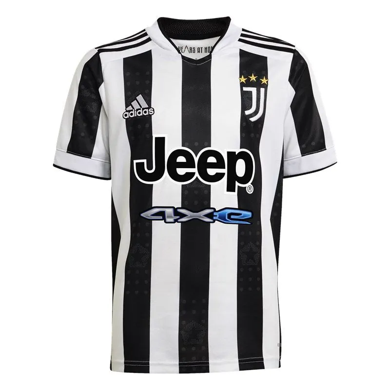 adidas Juventus FC Official 2021/22 Short Sleeve Home Jersey - Youth - White/Black