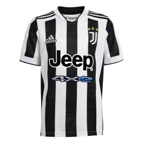 adidas Juventus FC Official 2021/22 Short Sleeve Home Jersey - Youth - White/Black