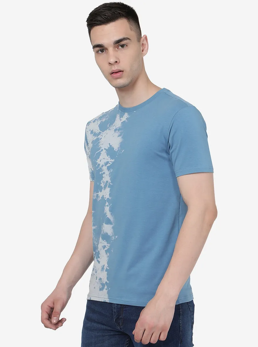 Adriatic Blue Printed Slim Fit T-Shirt