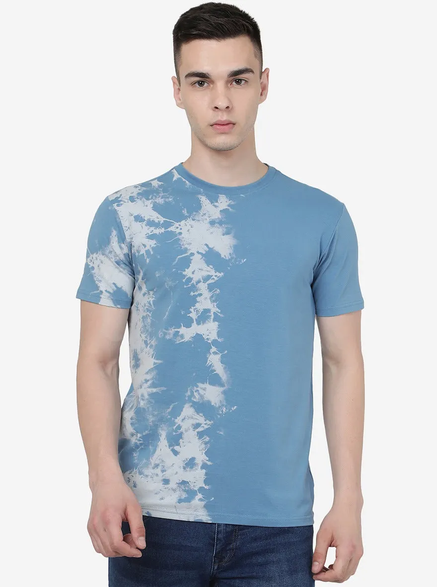 Adriatic Blue Printed Slim Fit T-Shirt