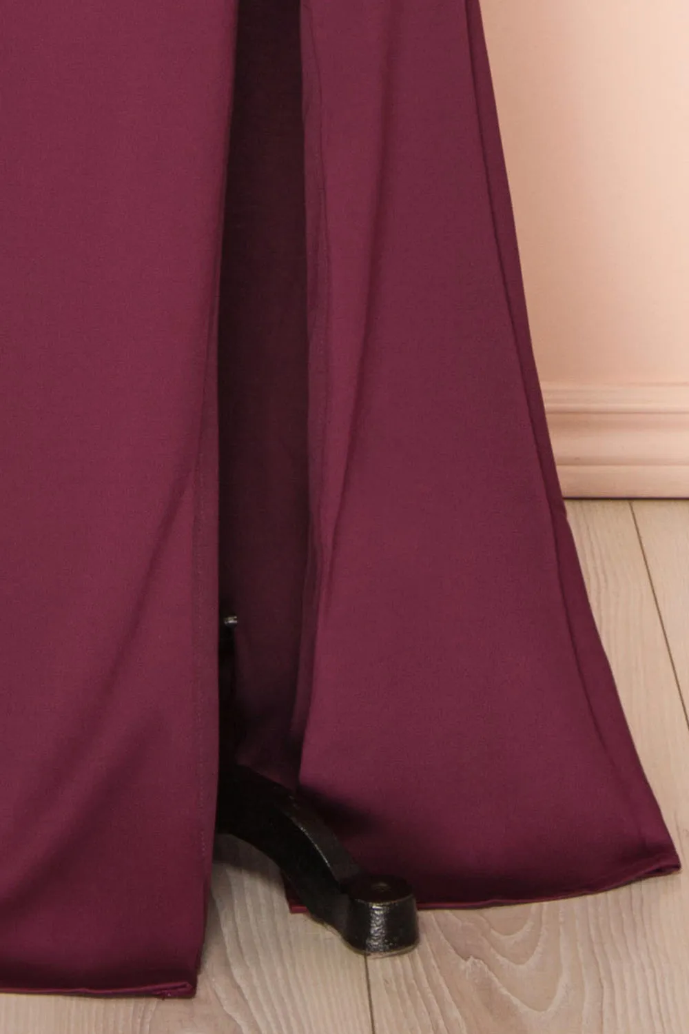 Ailsa Burgundy | Strapless Gown w/ High Slit