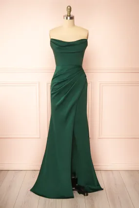 Ailsa Green | Strapless Gown w/ High Slit