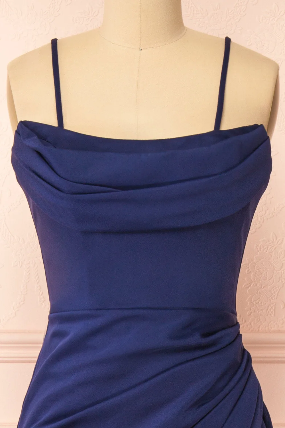 Ailsa Navy | Strapless Gown w/ High Slit