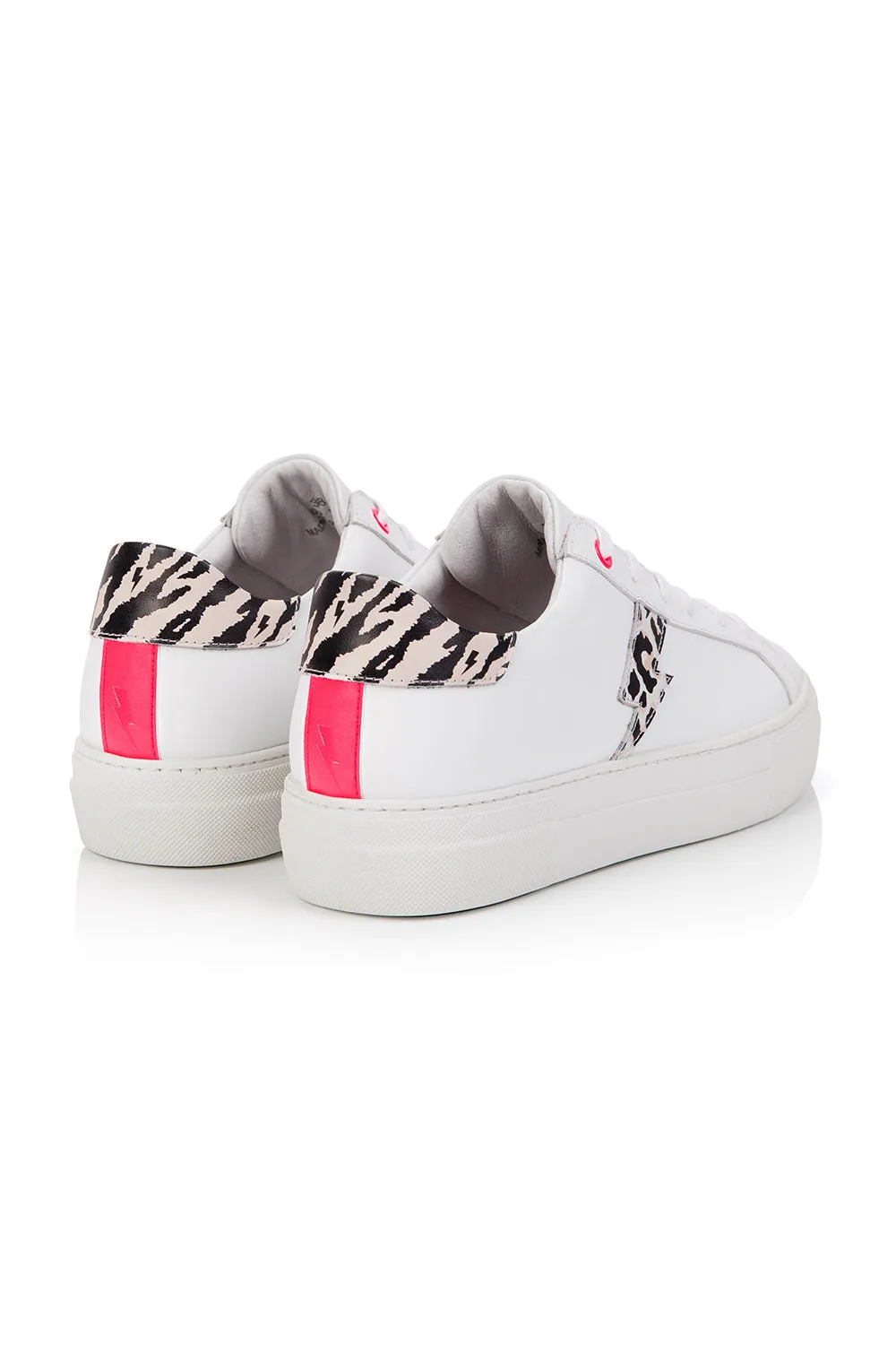 Air & Grace x Scamp & Dude Roxy: White and Print Platform Trainers