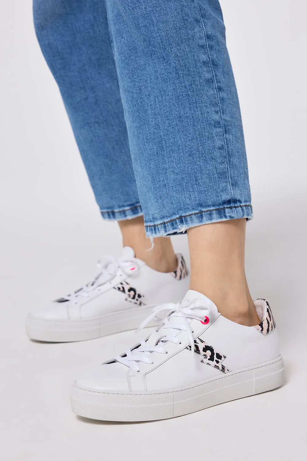 Air & Grace x Scamp & Dude Roxy: White and Print Platform Trainers