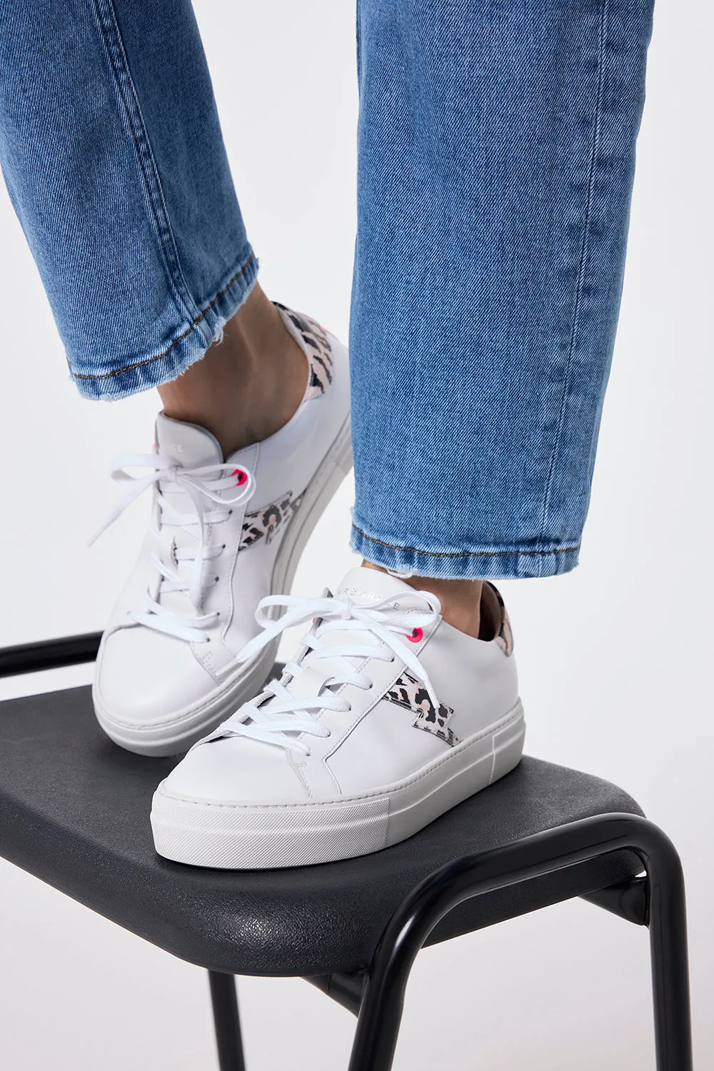 Air & Grace x Scamp & Dude Roxy: White and Print Platform Trainers