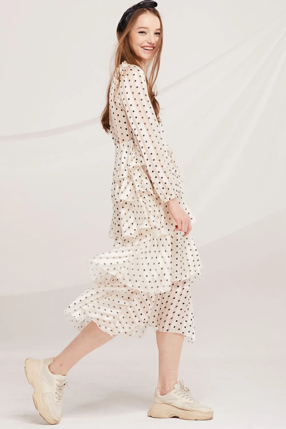 Aisha Polka Dot Tiered Ruffle Dress