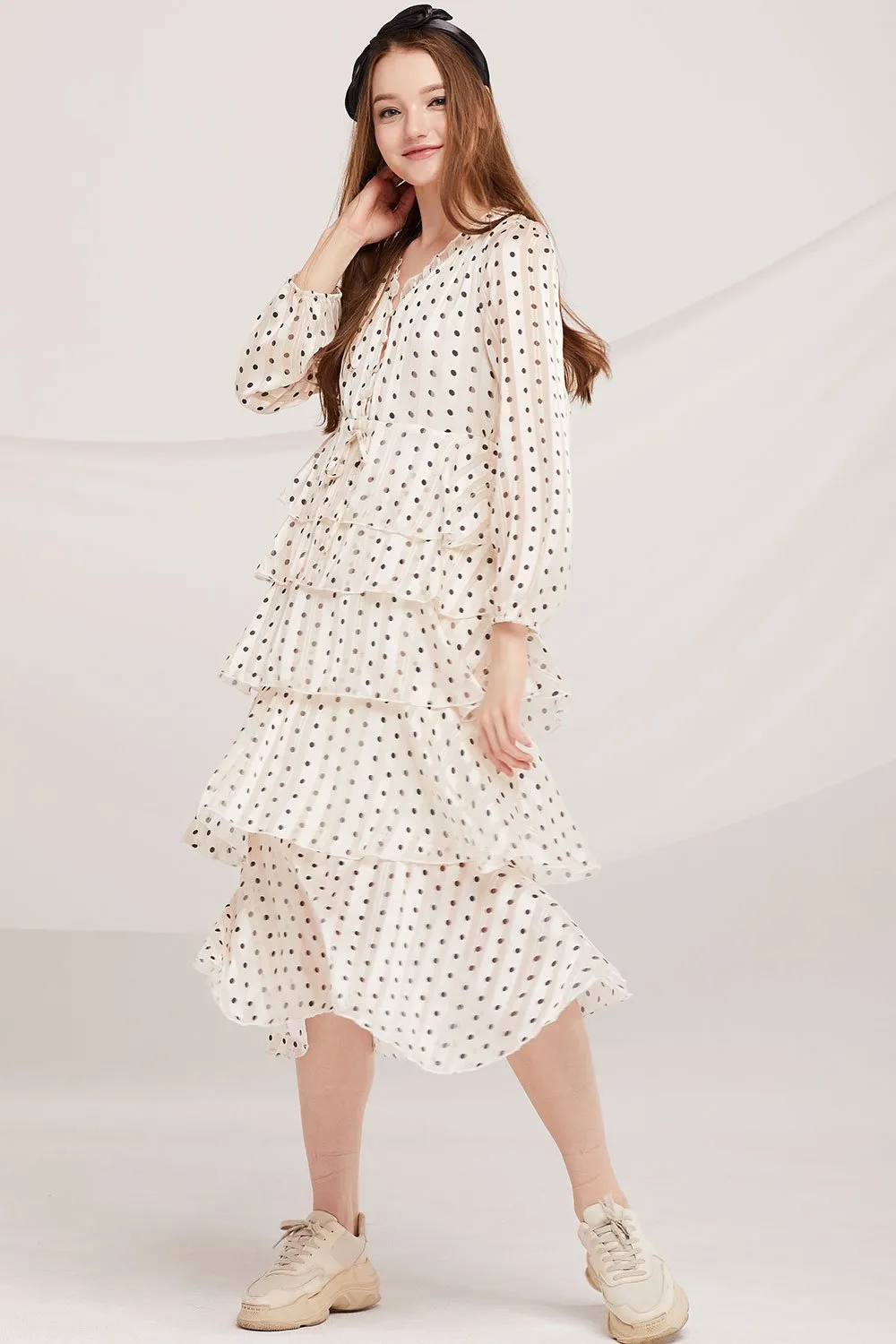 Aisha Polka Dot Tiered Ruffle Dress