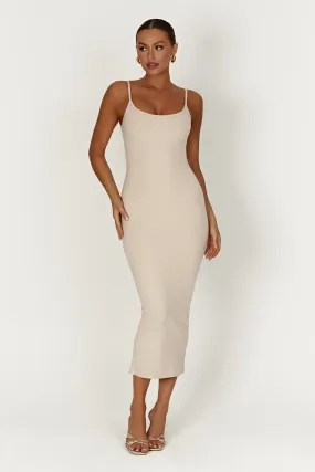 Alexis Ribbed Cami Midi Dress - Cream