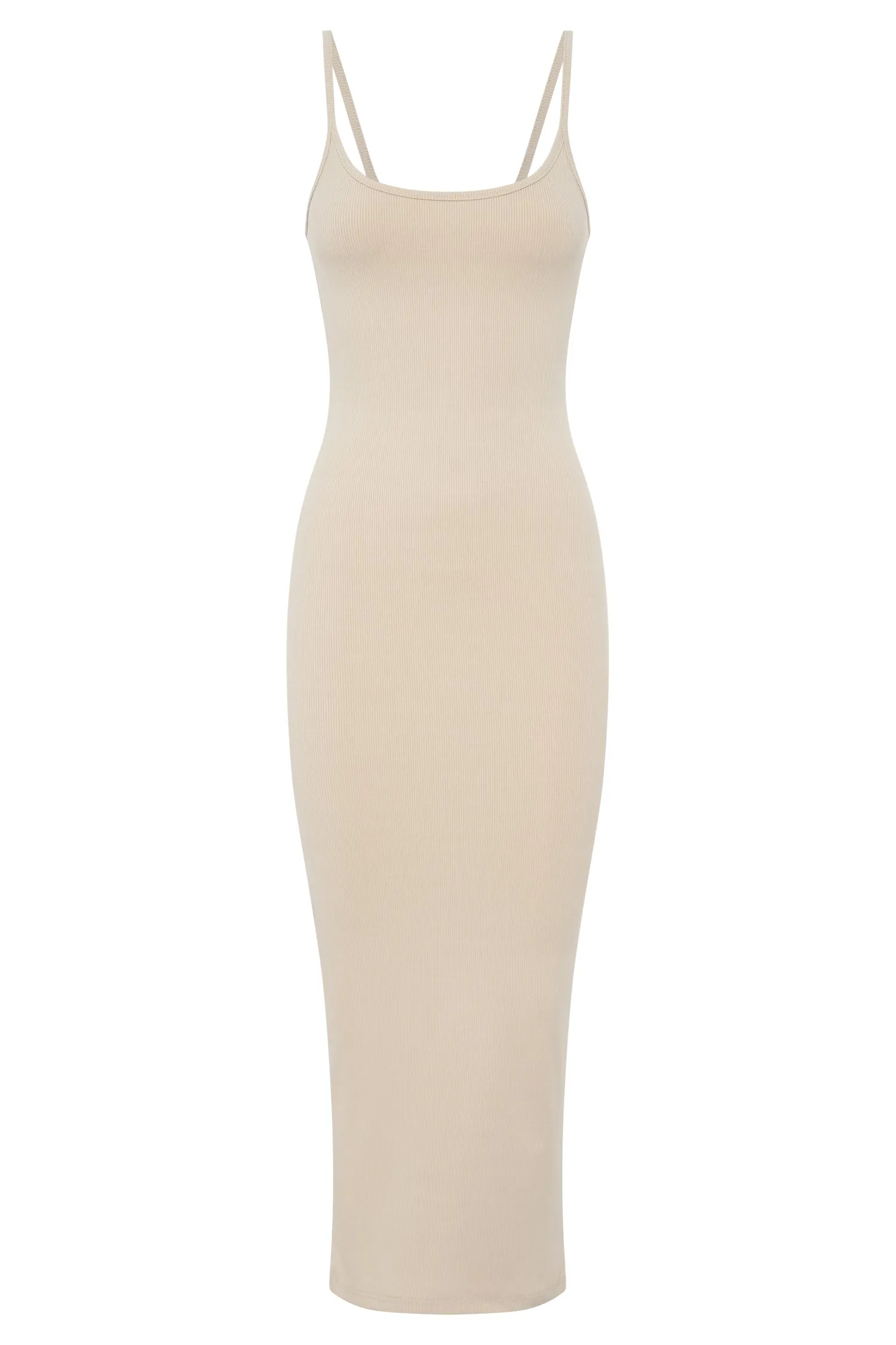 Alexis Ribbed Cami Midi Dress - Cream