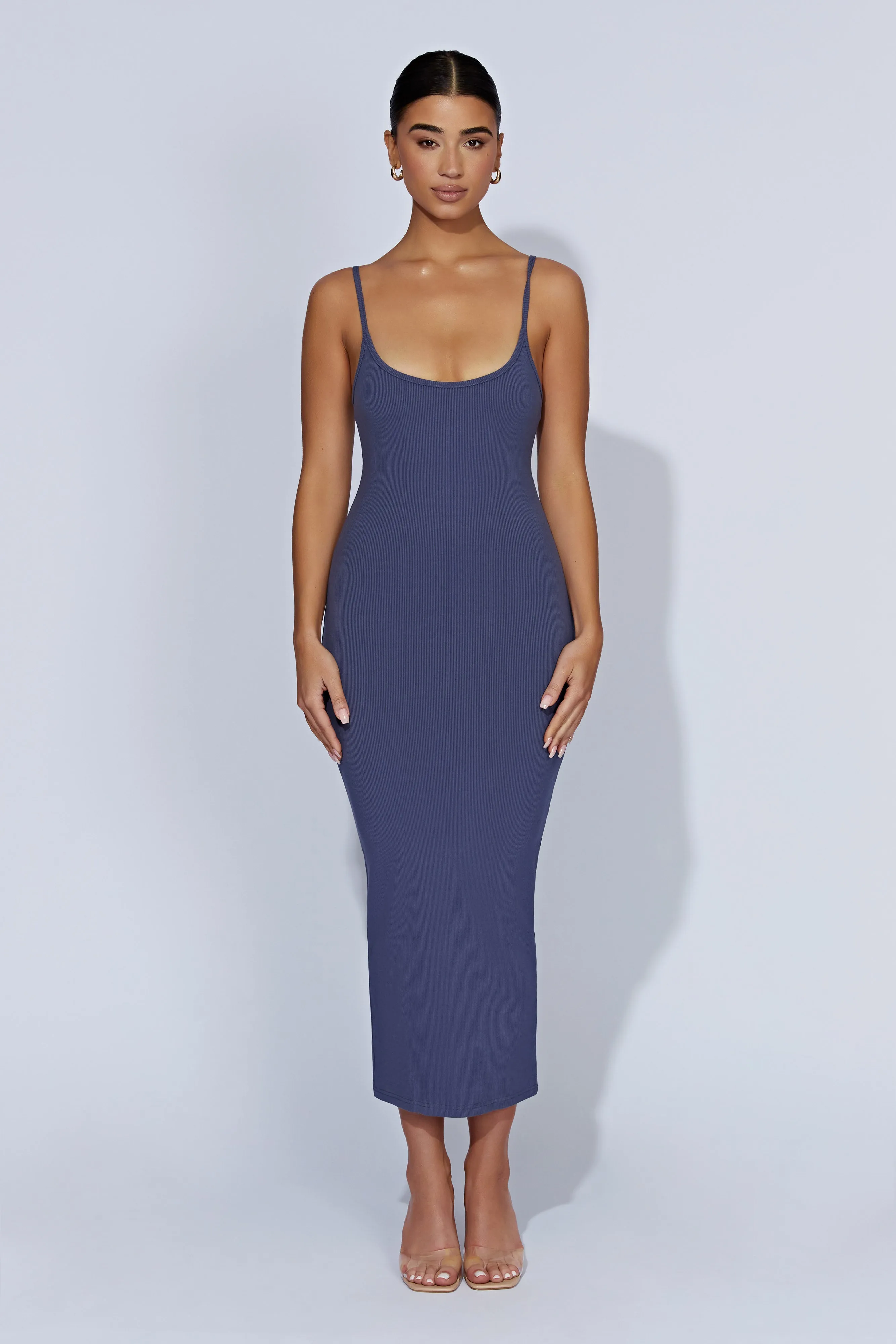 Alexis Ribbed Cami Midi Dress - Midnight Navy