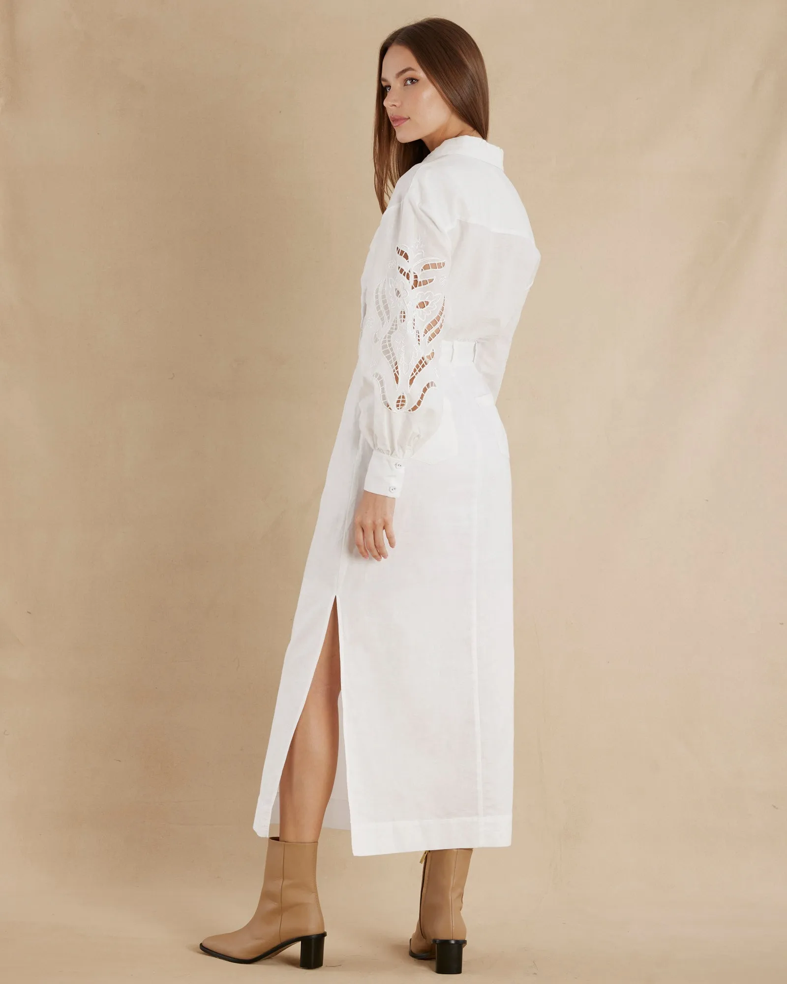 Alice Linen Utility Dress - White