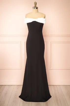 Alphys | Black Mermaid Maxi Dress w/ Removable Bow