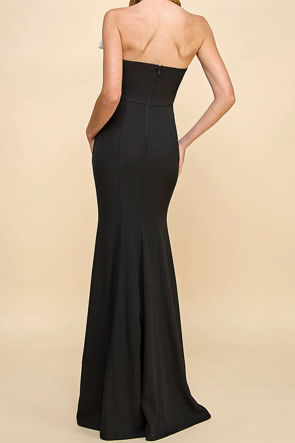 Alphys | Black Mermaid Maxi Dress w/ Removable Bow