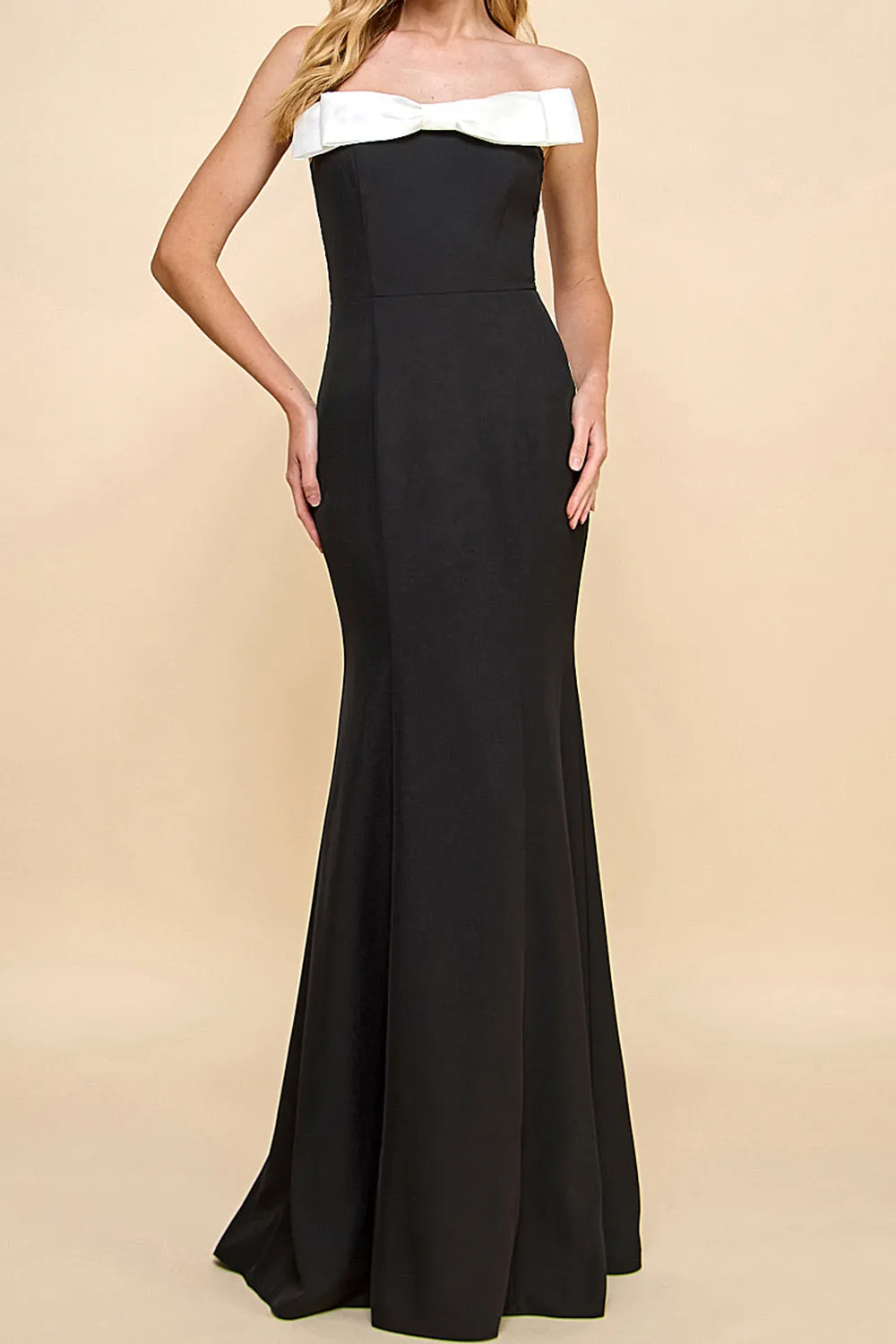 Alphys | Black Mermaid Maxi Dress w/ Removable Bow