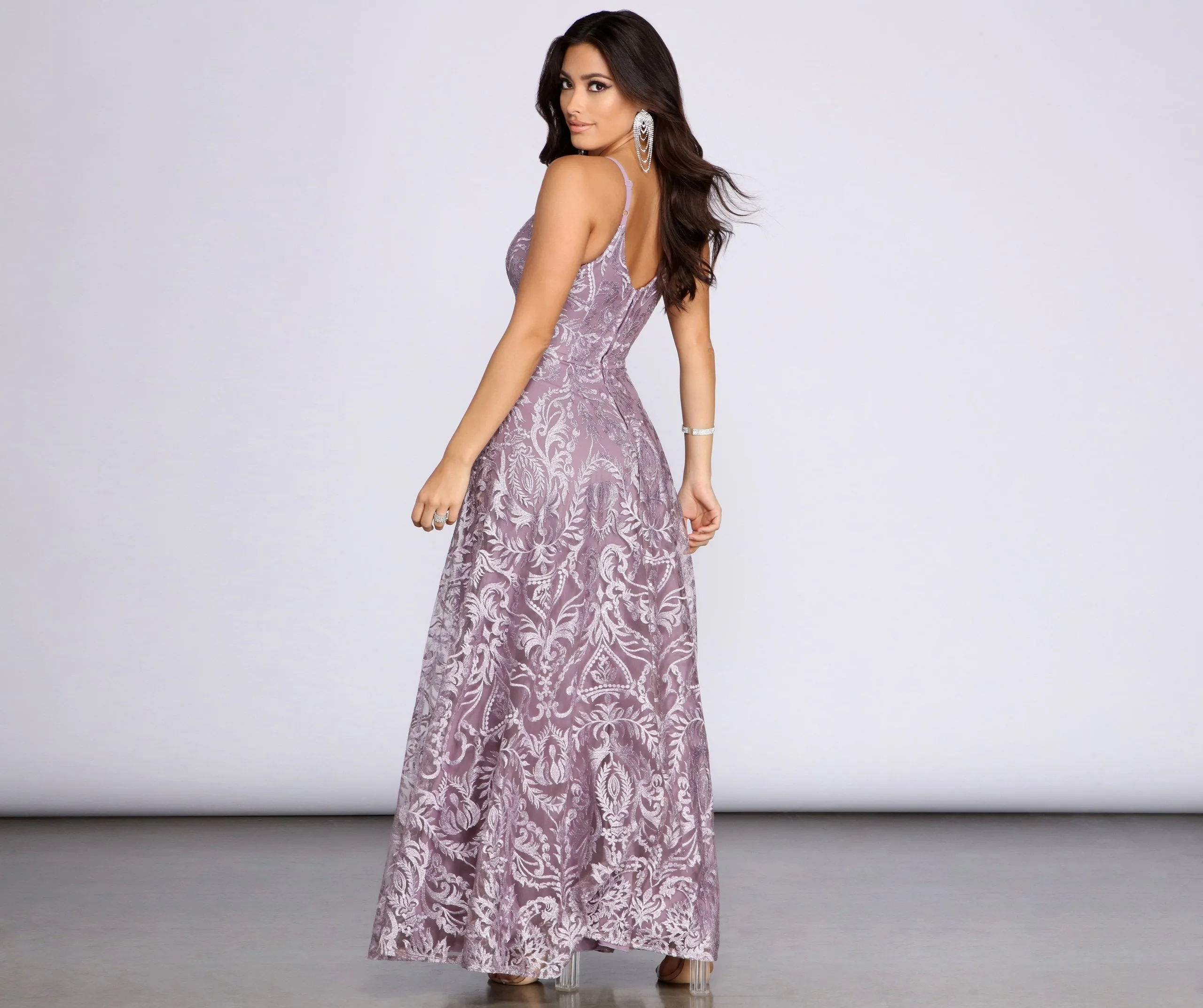 Amaya Mesh Stylish Embroidered A-Line Dress